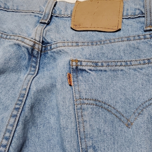 VINTAGE 1997 Levi's 505 Orange Tab Grunge Regular Straight Leg Light Wash Jeans - Picture 10 of 14